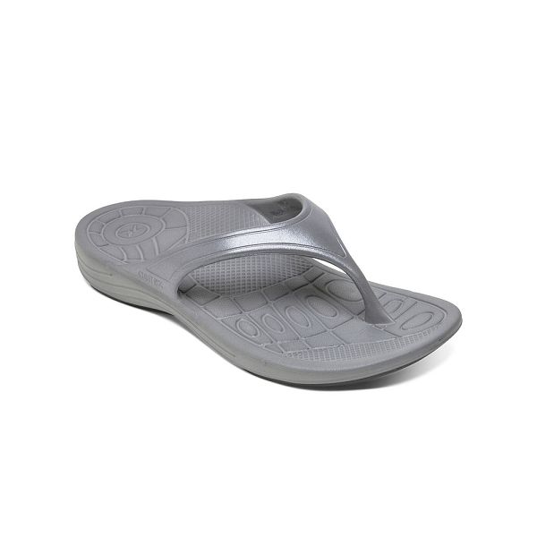 Aetrex Women's Fiji Orthotic Flip Flops Charcoal Sandals UK 0535-261